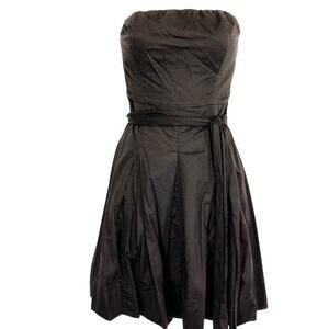 The Limited Womens Y2K Mini Strapless Dark Brown Cotton Dress Belted sz 6